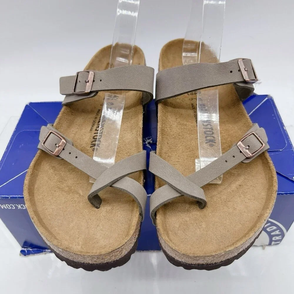 Birkenstock Mayari Birko-Flor Sandals Stone Birkibuc Mens EU 42 US 9- 9.5 R - Picture 4 of 12